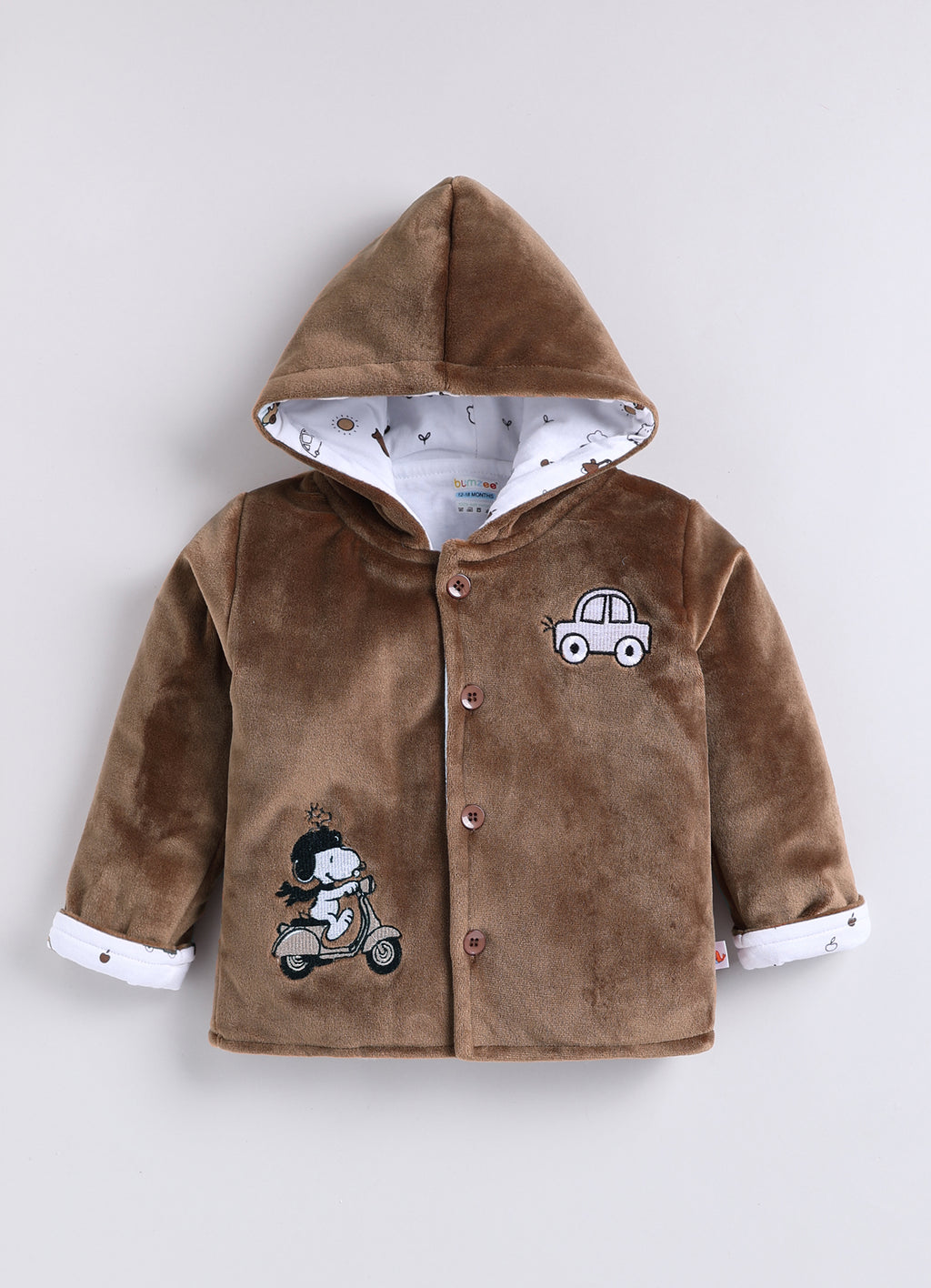 Bumzee Brown Embroidered Winter Set, Full Sleeves, Velvet