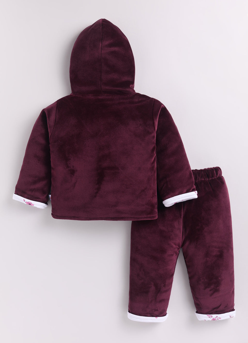 Bumzee Wine Embroidered Winter Set, Full Sleeves, Velvet
