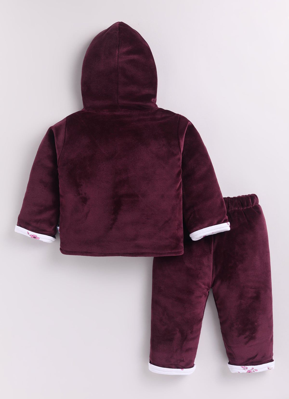 Bumzee Wine Embroidered Winter Set, Full Sleeves, Velvet