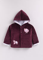 Bumzee Wine Embroidered Winter Set, Full Sleeves, Velvet