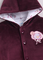Bumzee Wine Embroidered Winter Set, Full Sleeves, Velvet