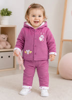 Bumzee Pink Embroidered Winter Set, Full Sleeves, Velvet