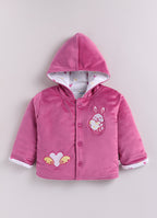 Bumzee Pink Embroidered Winter Set, Full Sleeves, Velvet