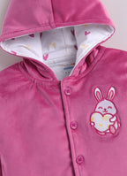 Bumzee Pink Embroidered Winter Set, Full Sleeves, Velvet