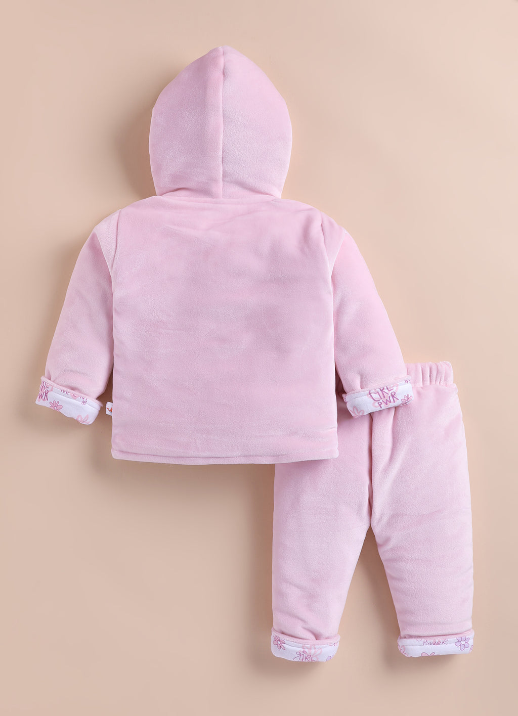 Bumzee Baby Pink Embroidered Winter Set, Full Sleeves, Velvet