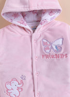 Bumzee Baby Pink Embroidered Winter Set, Full Sleeves, Velvet