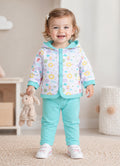 Bumzee White & Blue Animal Print Winter Set, Full Sleeves, Cotton Padded