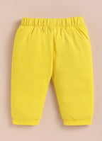 Bumzee White & Yellow Graphic Print Winter Set, Full Sleeves, Cotton Padded