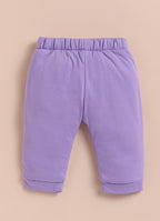 Bumzee White & Lavender Animal Print Winter Set, Full Sleeves, Cotton Padded