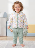 Bumzee White & Green Animal Print Winter Set, Full Sleeves, Cotton Padded