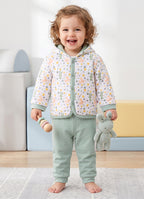 Bumzee White & Green Animal Print Winter Set, Full Sleeves, Cotton Padded