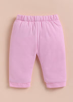 Bumzee White & Baby Pink Floral Print Winter Set, Full Sleeves, Cotton Padded