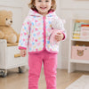 Bumzee White & Pink Floral Print Winter Set, Full Sleeves, Cotton Padded