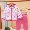 Bumzee White & Pink Floral Print Winter Set, Full Sleeves, Cotton Padded