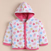 Bumzee White & Pink Floral Print Winter Set, Full Sleeves, Cotton Padded