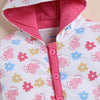 Bumzee White & Pink Floral Print Winter Set, Full Sleeves, Cotton Padded