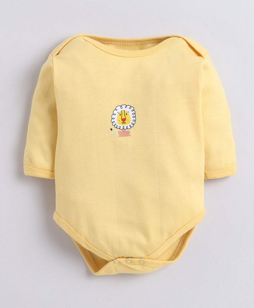Bumzee Yellow & White Animal Print Bodysuit, Pack of 3, Full Sleeves, 100% Cotton (Style Peb11723)