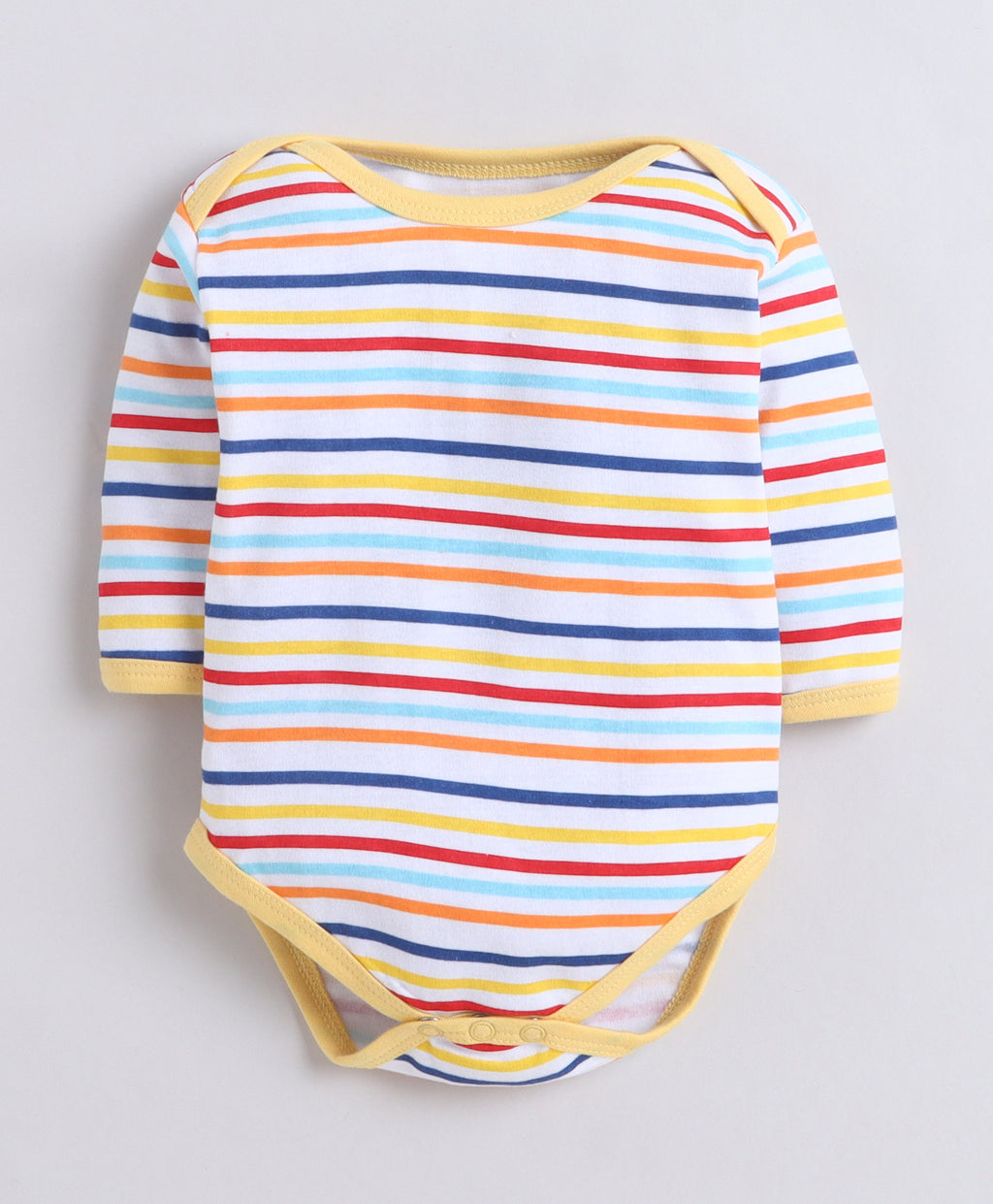 Bumzee Yellow & White Animal Print Bodysuit, Pack of 3, Full Sleeves, 100% Cotton (Style Peb11723)