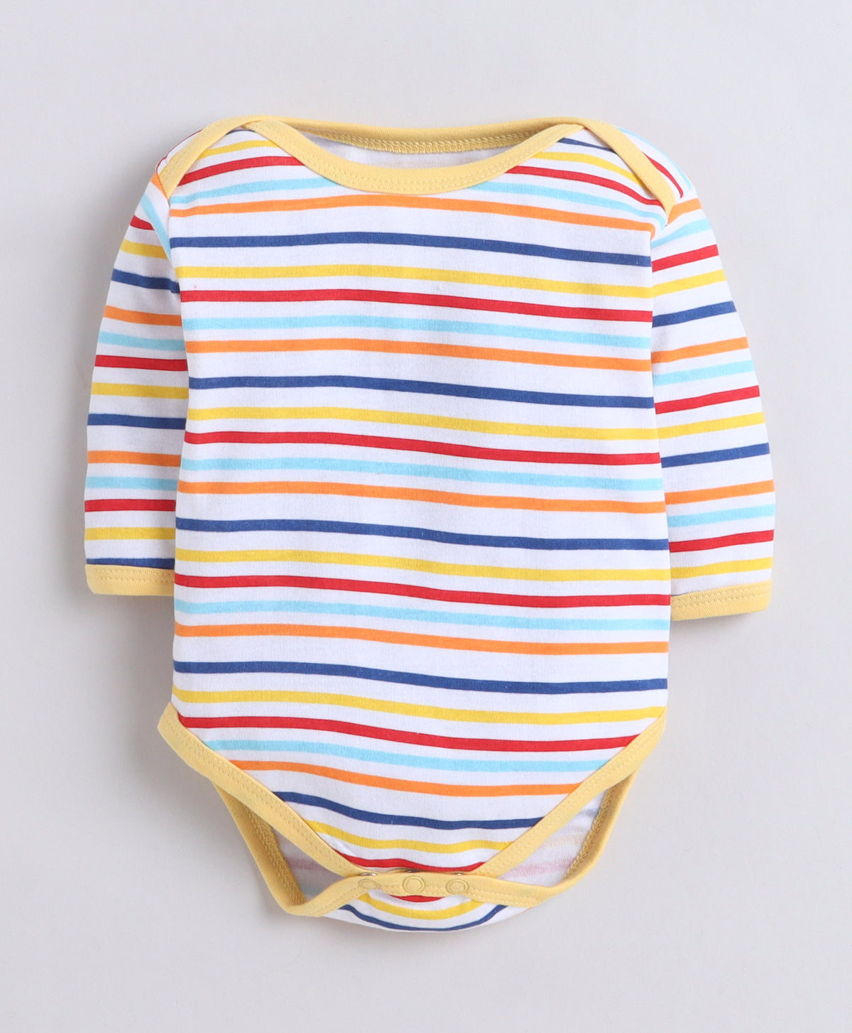 Bumzee Yellow & White Animal Print Bodysuit, Pack of 3, Full Sleeves, 100% Cotton (Style Peb11723)