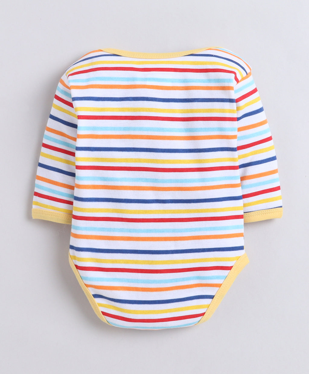 Bumzee Yellow & White Animal Print Bodysuit, Pack of 3, Full Sleeves, 100% Cotton (Style Peb11723)