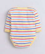 Bumzee Yellow & White Animal Print Bodysuit, Pack of 3, Full Sleeves, 100% Cotton (Style Peb11723)