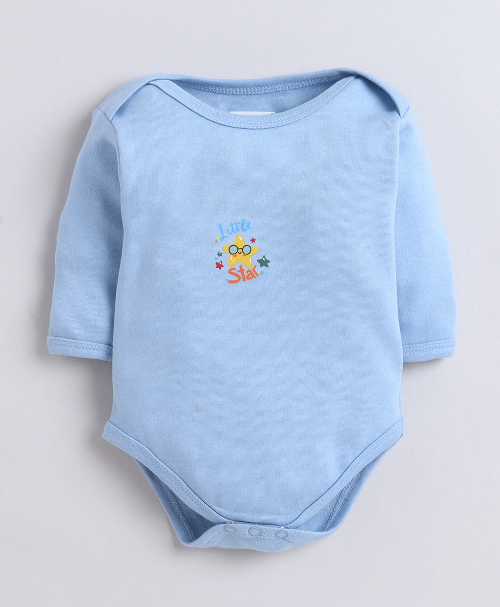 Bumzee Sky Blue & White Graphic Print Bodysuit, Pack of 3, Full Sleeves, Onesie (Style Peb11724)