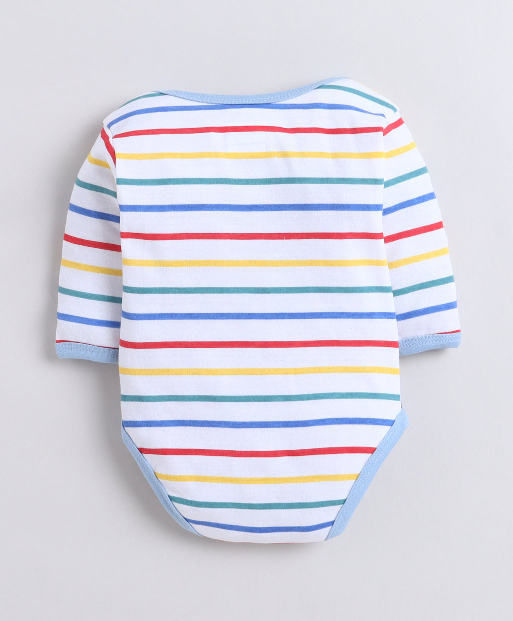 Bumzee Sky Blue & White Graphic Print Bodysuit, Pack of 3, Full Sleeves, Onesie (Style Peb11724)