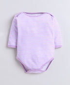 Bumzee Lavender & White Graphic Print Bodysuit, Pack of 3, Full Sleeves