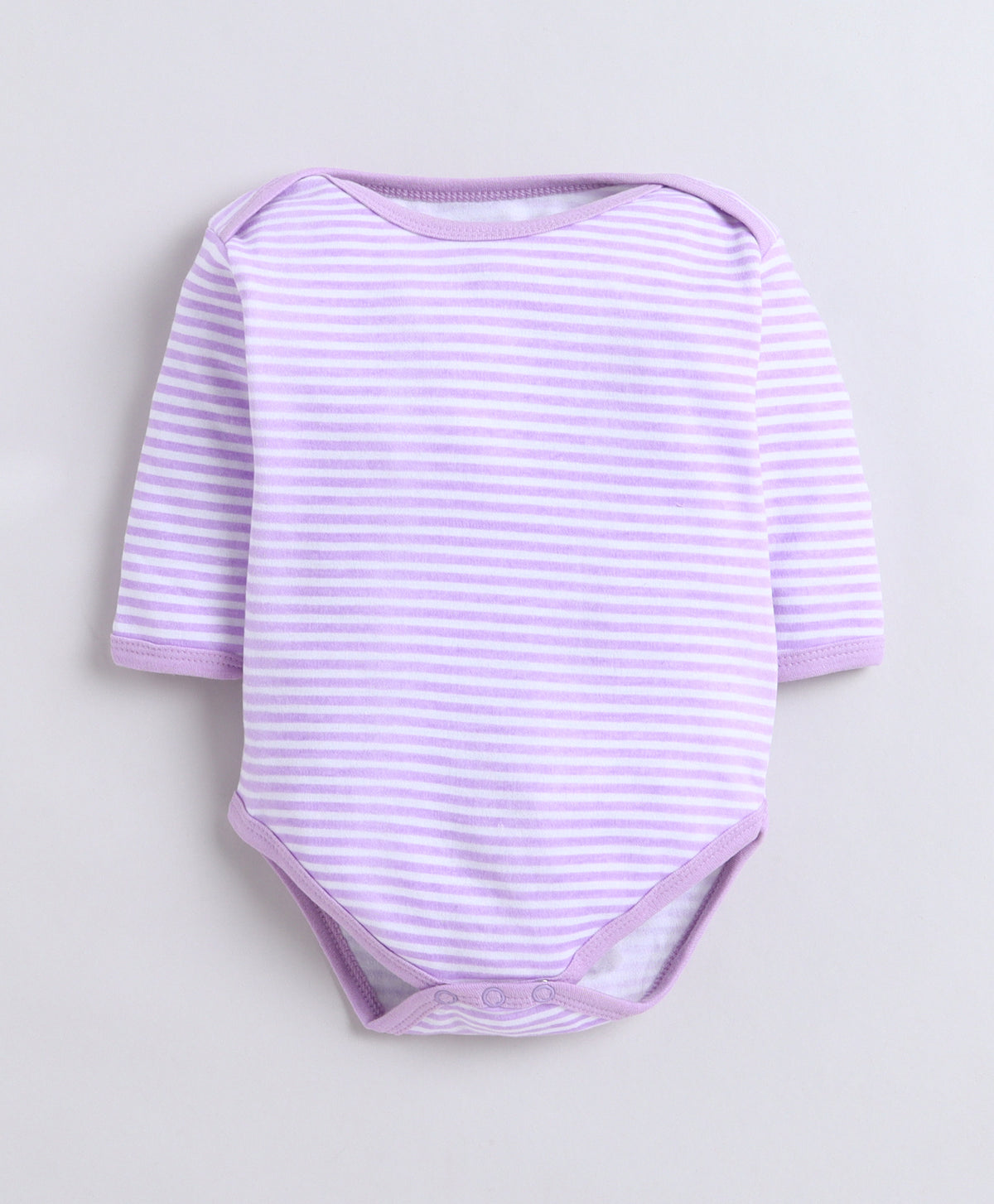 Bumzee Lavender & White Graphic Print Bodysuit, Pack of 3, Full Sleeves