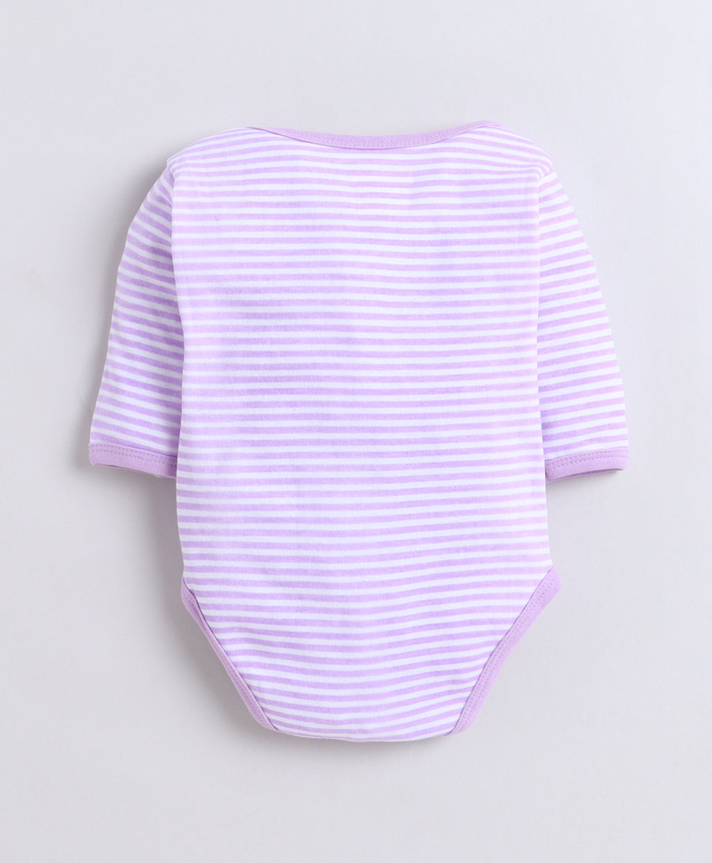 Bumzee Lavender & White Graphic Print Bodysuit, Pack of 3, Full Sleeves