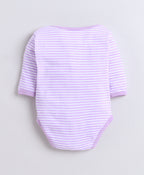 Bumzee Lavender & White Graphic Print Bodysuit, Pack of 3, Full Sleeves