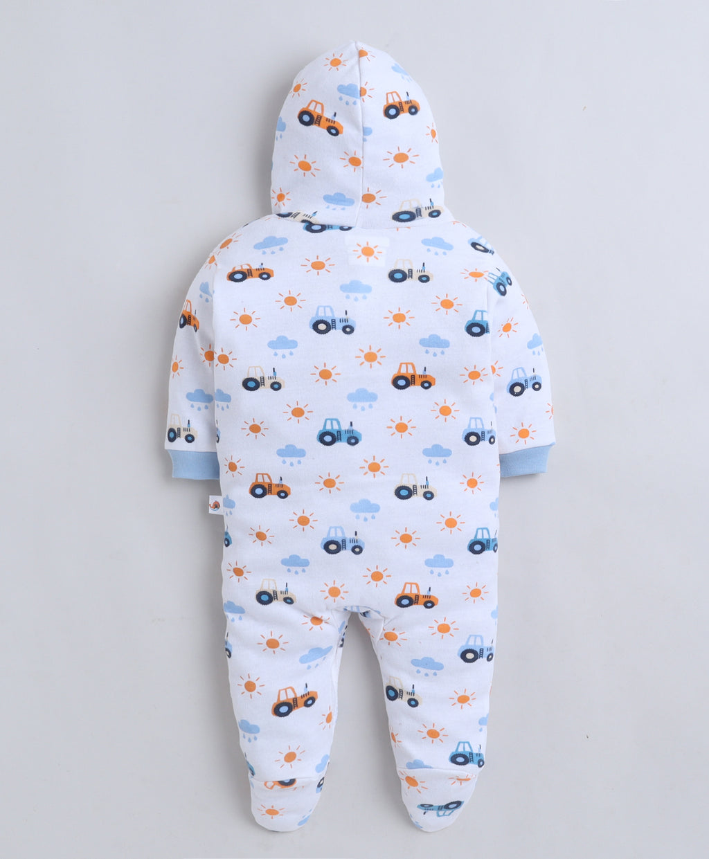 Bumzee Sky Blue & White Graphic Print Sleepsuit, Pack of 2, Full Sleeves
