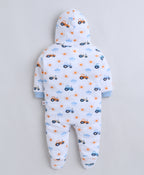 Bumzee Sky Blue & White Graphic Print Sleepsuit, Pack of 2, Full Sleeves