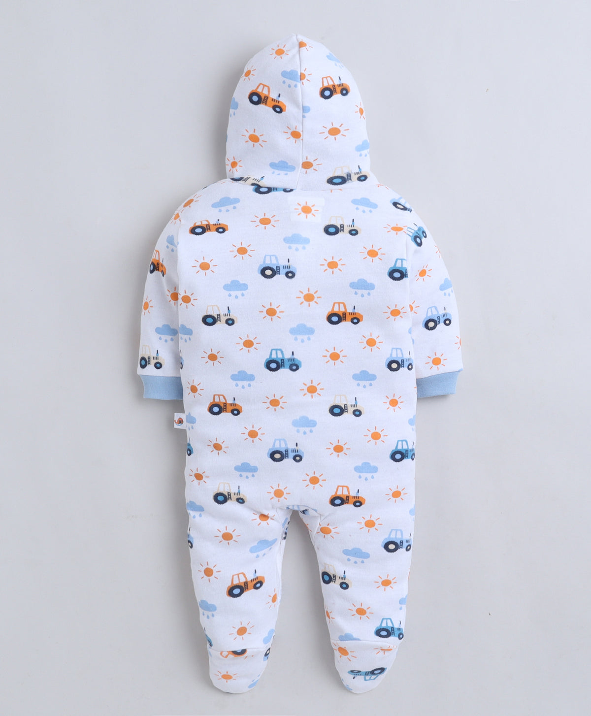 Bumzee Sky Blue & White Graphic Print Sleepsuit, Pack of 2, Full Sleeves