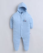 Bumzee Sky Blue & White Graphic Print Sleepsuit, Pack of 2, Full Sleeves