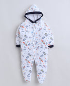 Bumzee Navy & White Graphic Print Sleepsuit, Pack of 2, Full Sleeves, 100% Cotton (Style Peb11728)