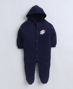 Bumzee Navy & White Graphic Print Sleepsuit, Pack of 2, Full Sleeves, 100% Cotton (Style Peb11728)