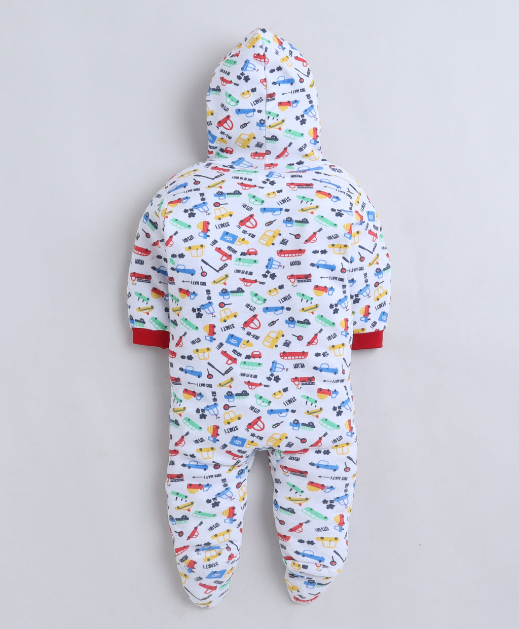 Bumzee Red & White Graphic Print Sleepsuit, Pack of 2, Full Sleeves, 100% Cotton