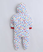 Bumzee Red & White Graphic Print Sleepsuit, Pack of 2, Full Sleeves, 100% Cotton