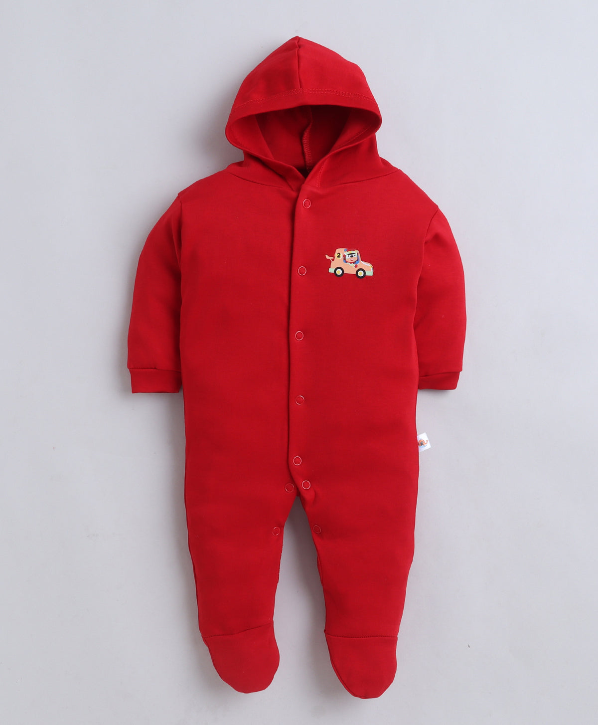Bumzee Red & White Graphic Print Sleepsuit, Pack of 2, Full Sleeves, 100% Cotton