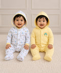 Bumzee Yellow & White Graphic Print Sleepsuit, Pack of 2, Full Sleeves