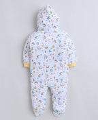Bumzee Yellow & White Graphic Print Sleepsuit, Pack of 2, Full Sleeves