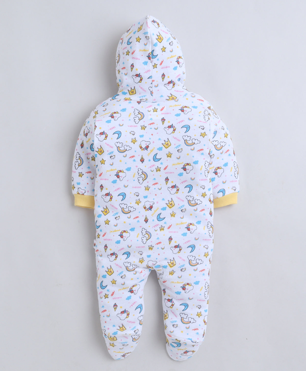 Bumzee Yellow & White Graphic Print Sleepsuit, Pack of 2, Full Sleeves