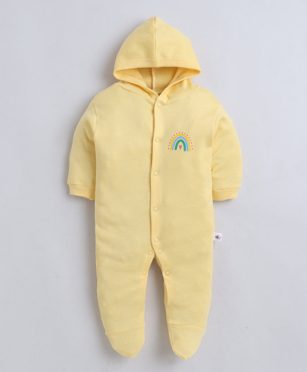 Bumzee Yellow & White Graphic Print Sleepsuit, Pack of 2, Full Sleeves