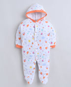 Bumzee Orange & White Graphic Print Sleepsuit, Pack of 2, Full Sleeves
