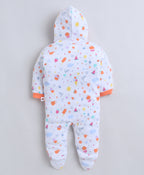 Bumzee Orange & White Graphic Print Sleepsuit, Pack of 2, Full Sleeves