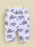 Bumzee Mint & White Animal Print Bodysuit & Jogger Set, Full Sleeves, 100% Cotton
