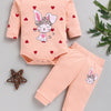 Bumzee Peach Animal Print Bodysuit & Jogger Set, Full Sleeves, 100% Cotton
