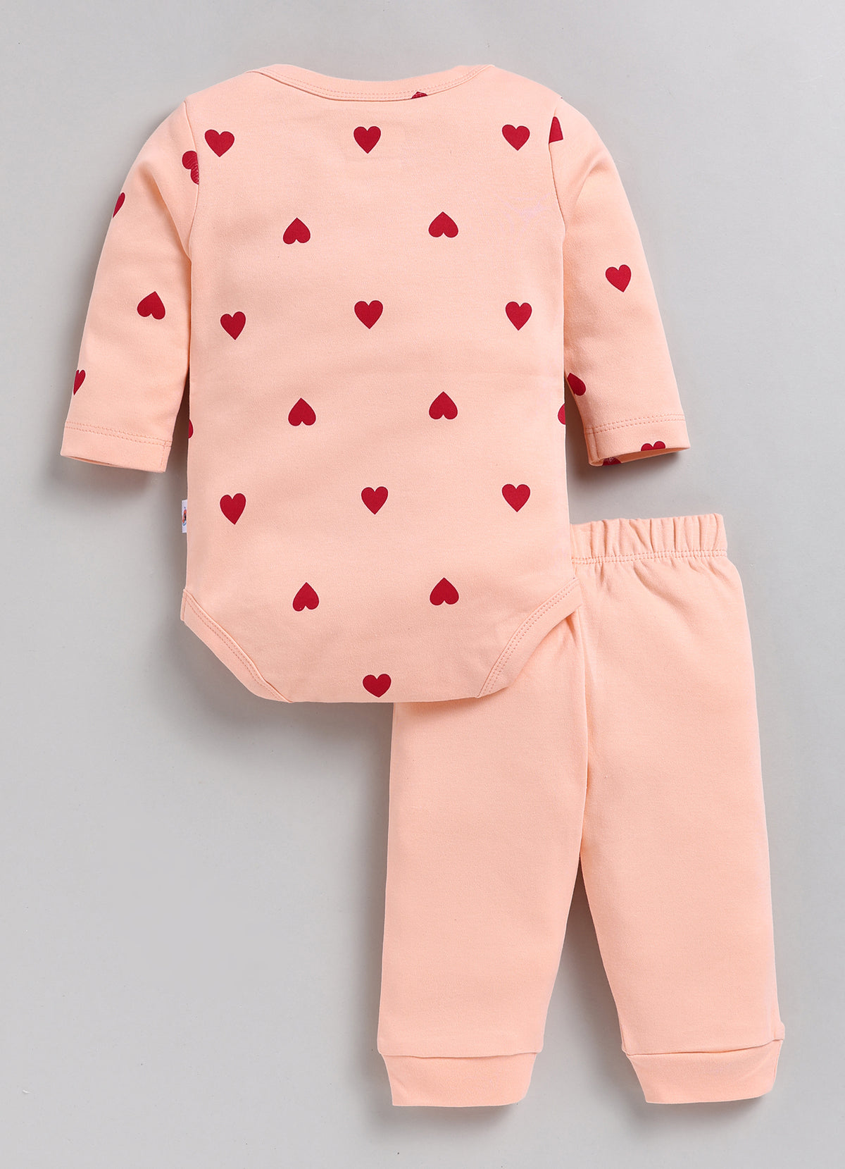 Bumzee Peach Animal Print Bodysuit & Jogger Set, Full Sleeves, 100% Cotton