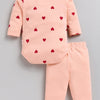 Bumzee Peach Animal Print Bodysuit & Jogger Set, Full Sleeves, 100% Cotton